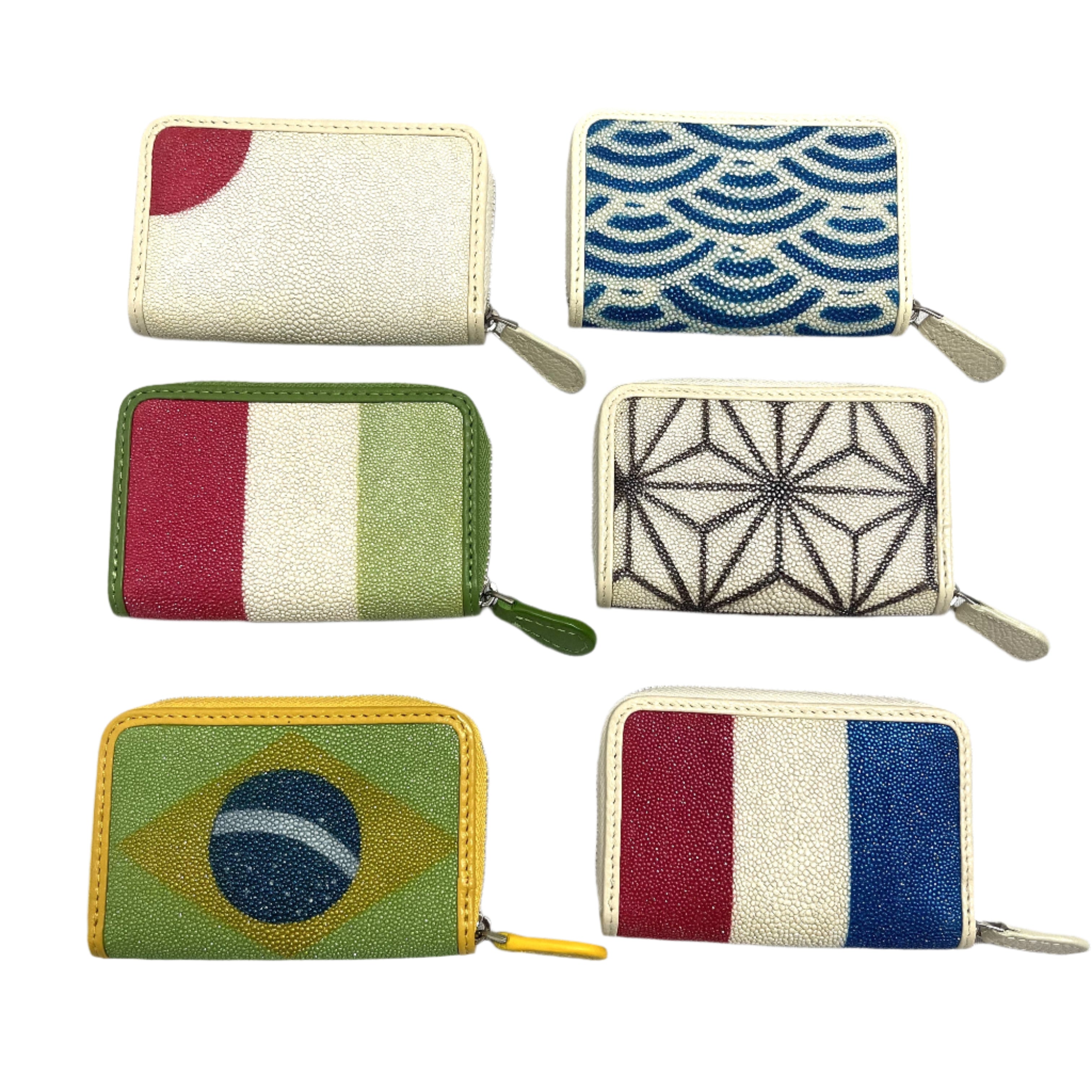 Stingray Leather Zippered Wallet w/Design
