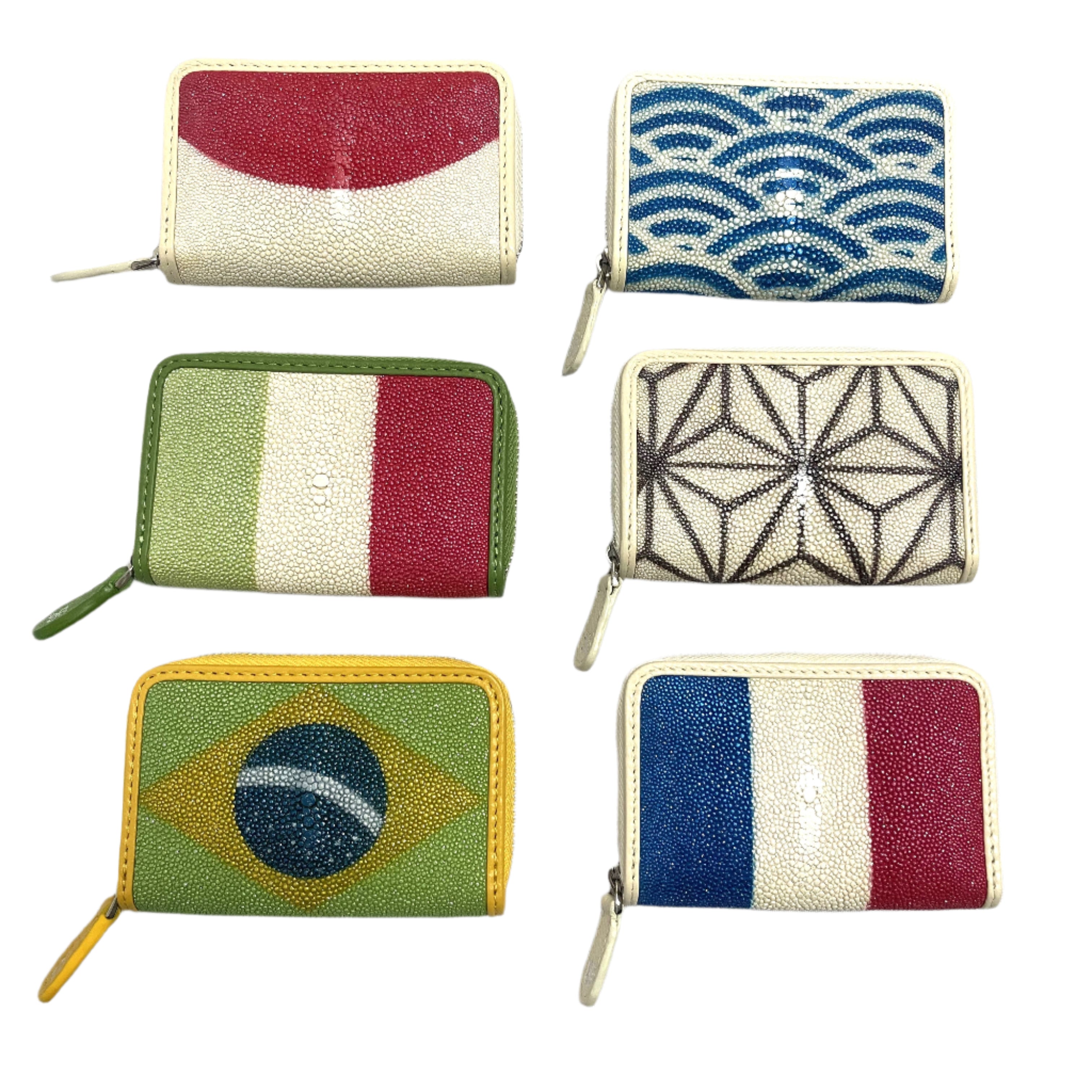 Stingray Leather Zippered Wallet w/Design