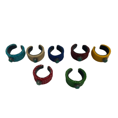 Stingray Leather Ring with Turquoise Gemstone