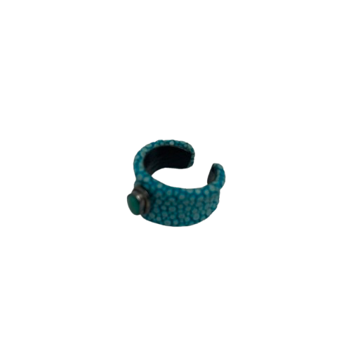 Stingray Leather Ring with Turquoise Gemstone
