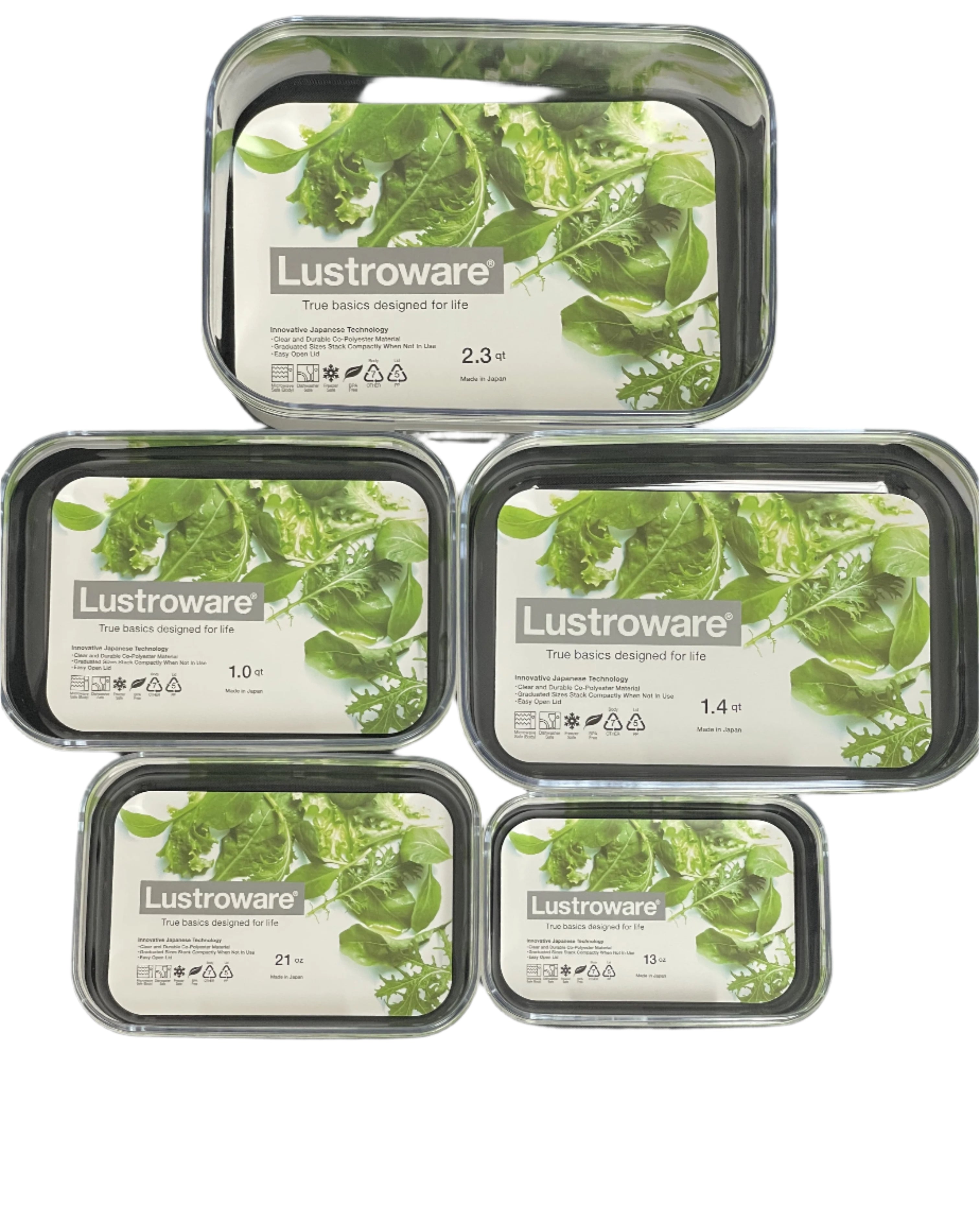 Lustroware Micro Clear Storage Container Set of 5pcs