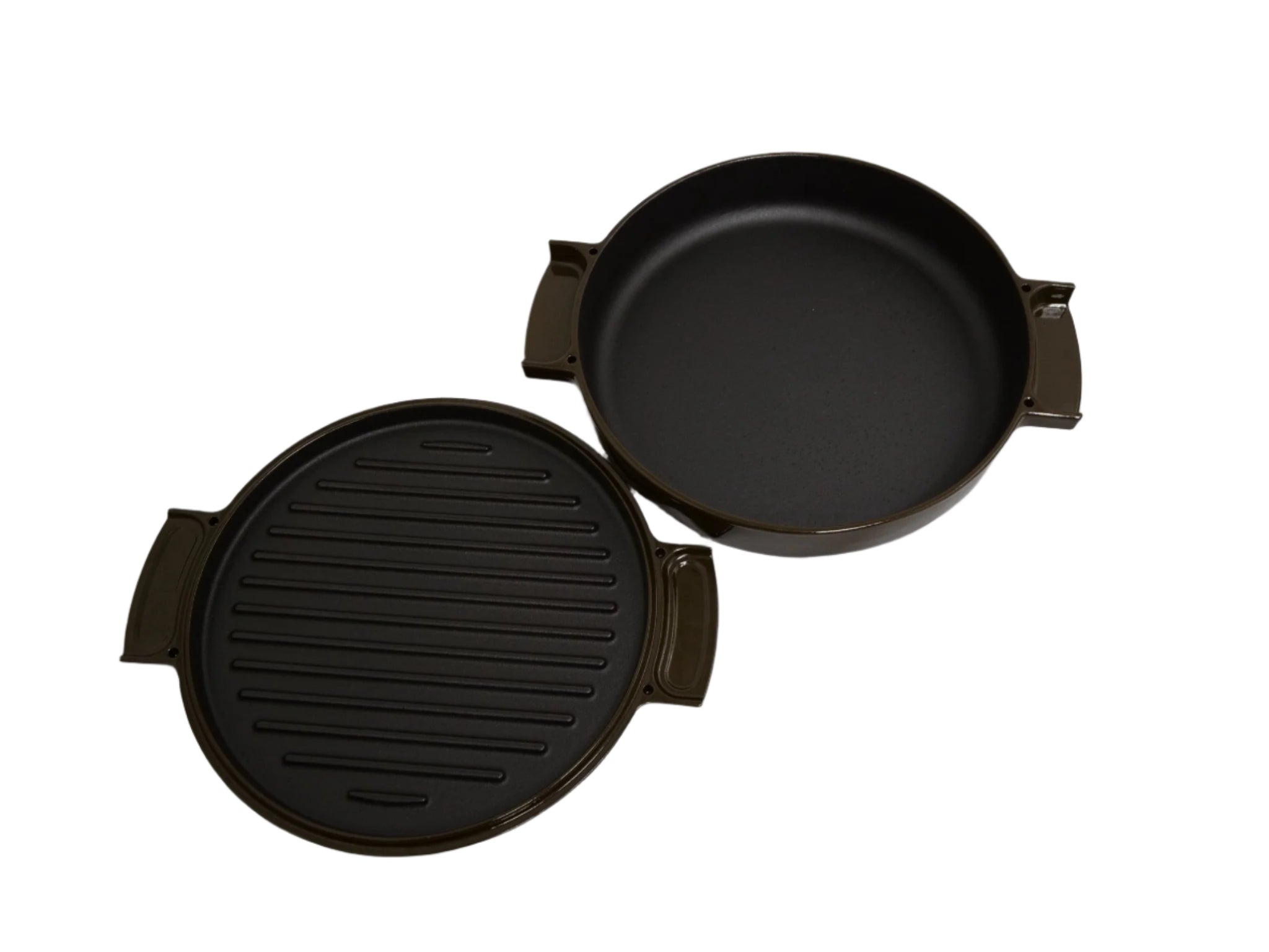 Ovject Enameled Cast Iron Pan with Grill Lid – Brown