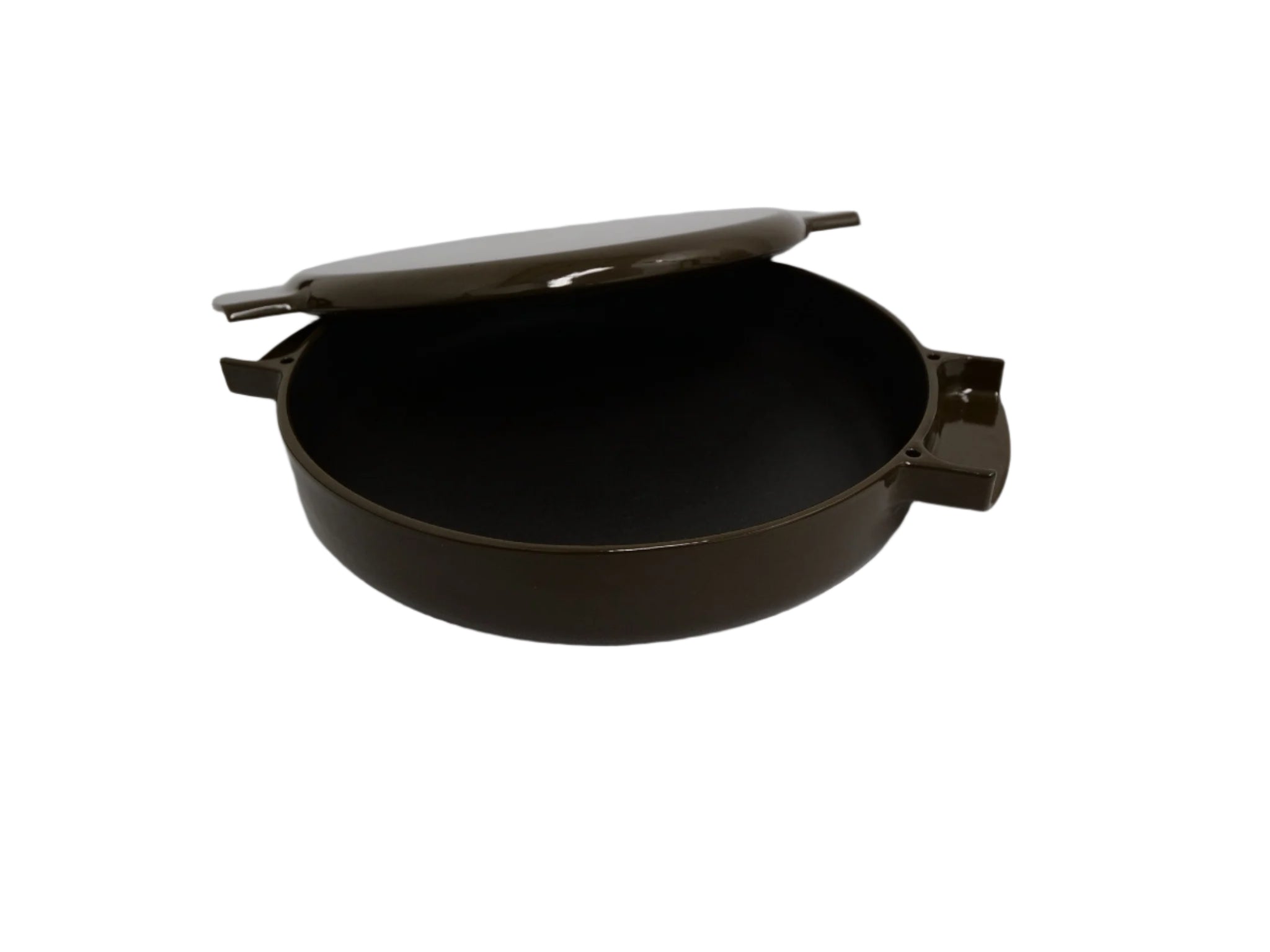 Ovject Enameled Cast Iron Pan with Grill Lid – Brown
